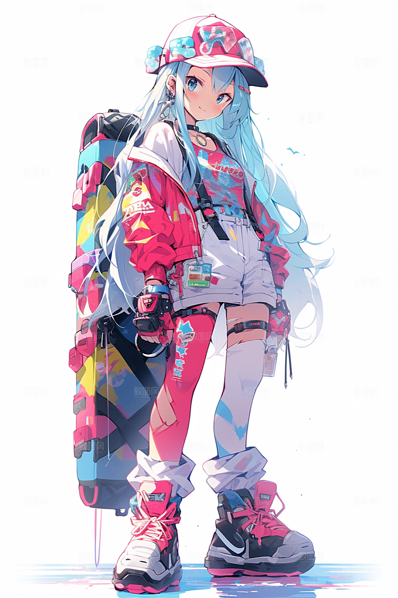 抱球帽人物高清元气插画