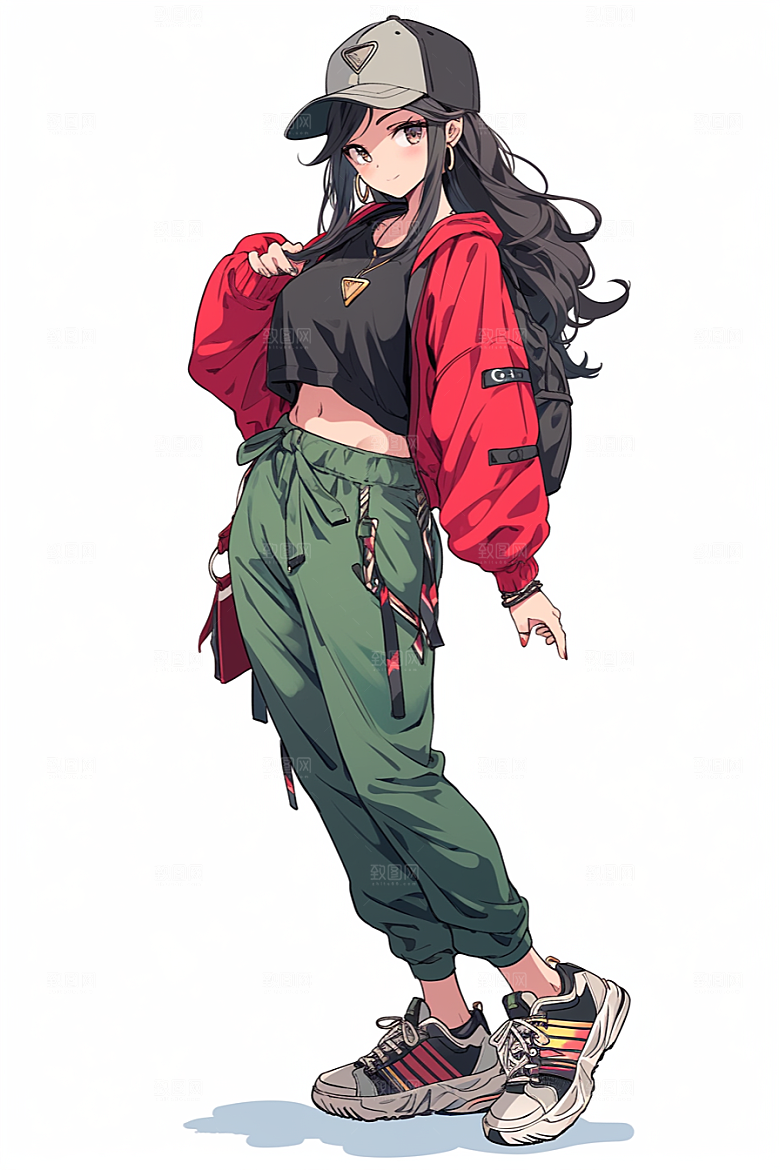 抱球帽人物漫画感运动风插画