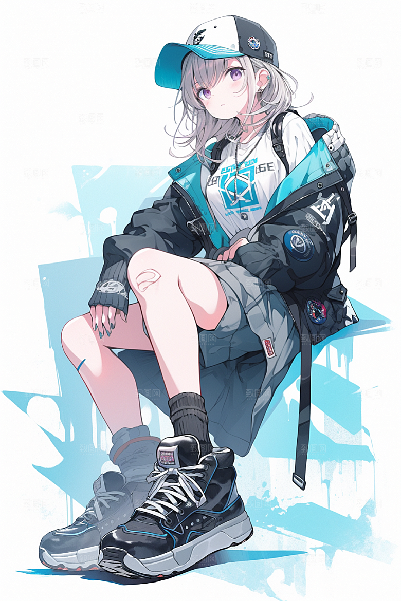 抱球帽人物运动风元气插画