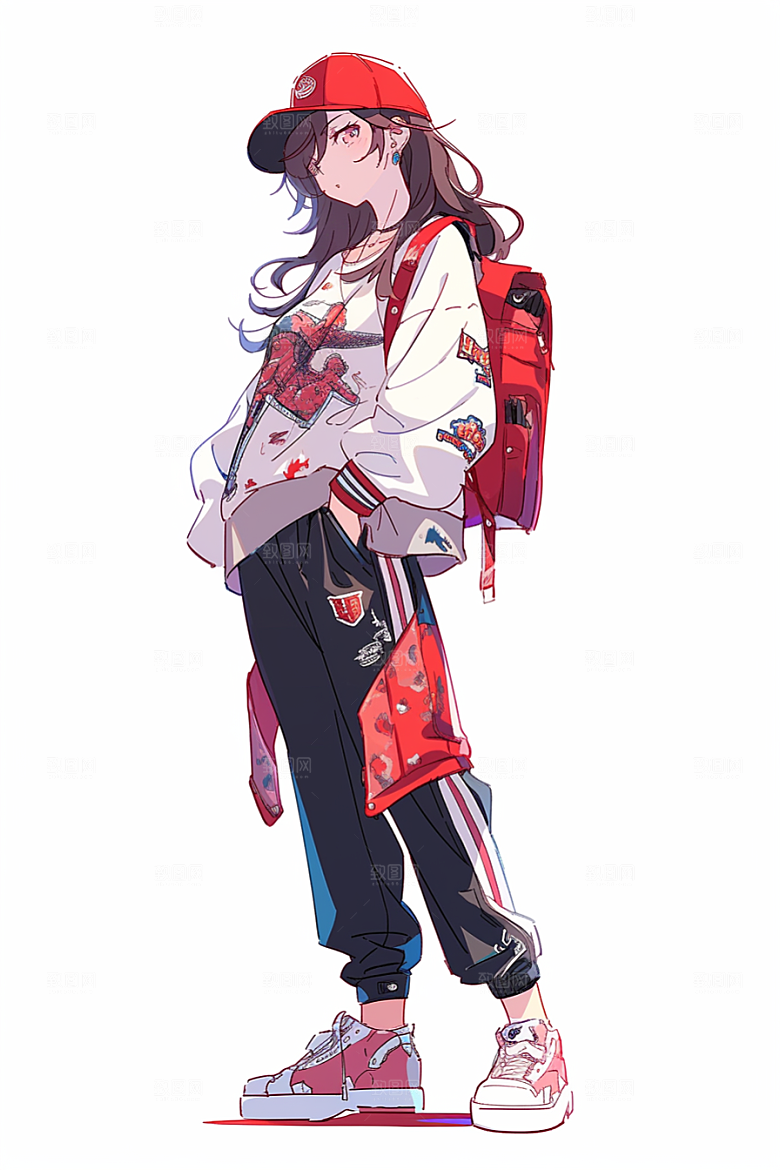 抱球帽人物青春少年感插画