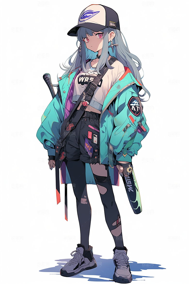 抱球帽人物青春高清插画
