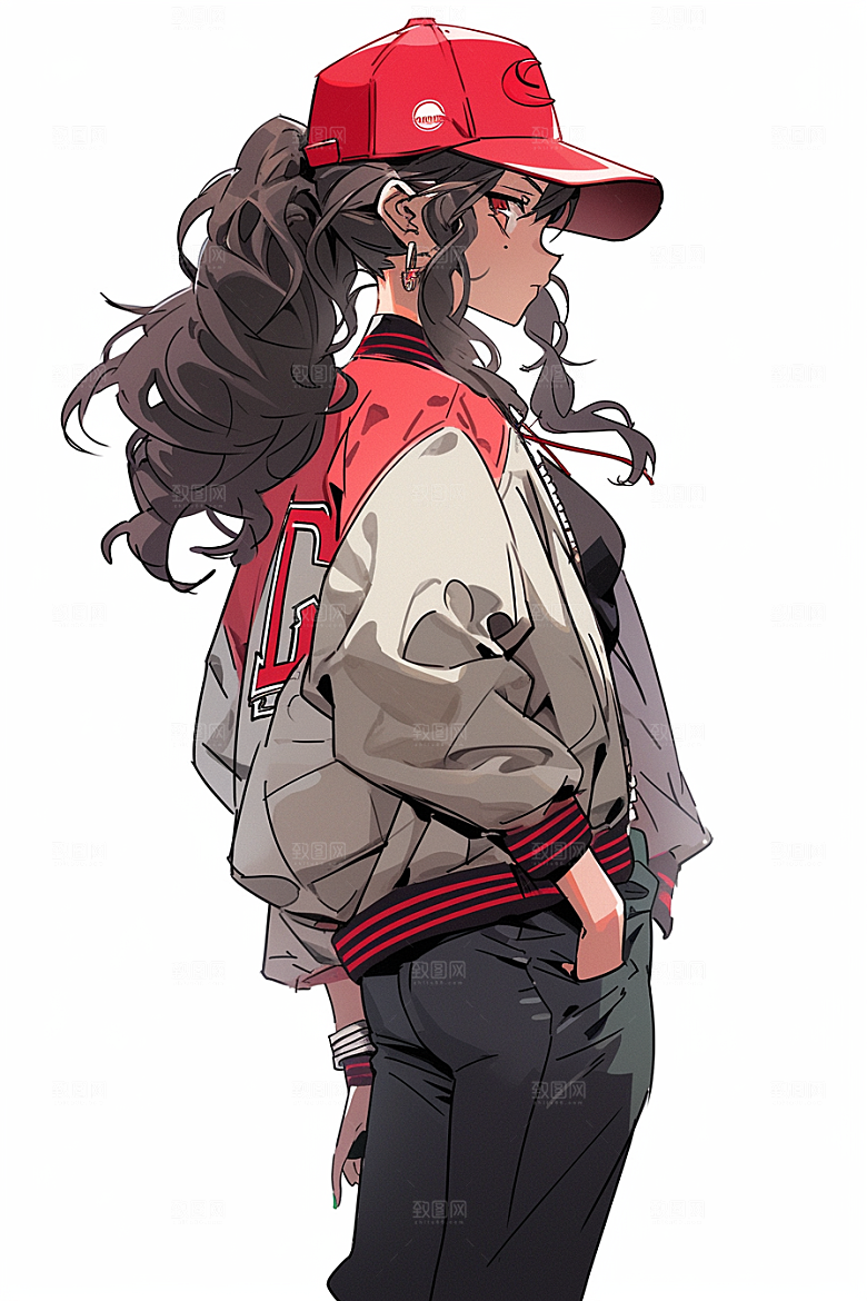 抱球帽人物少年感元气插画
