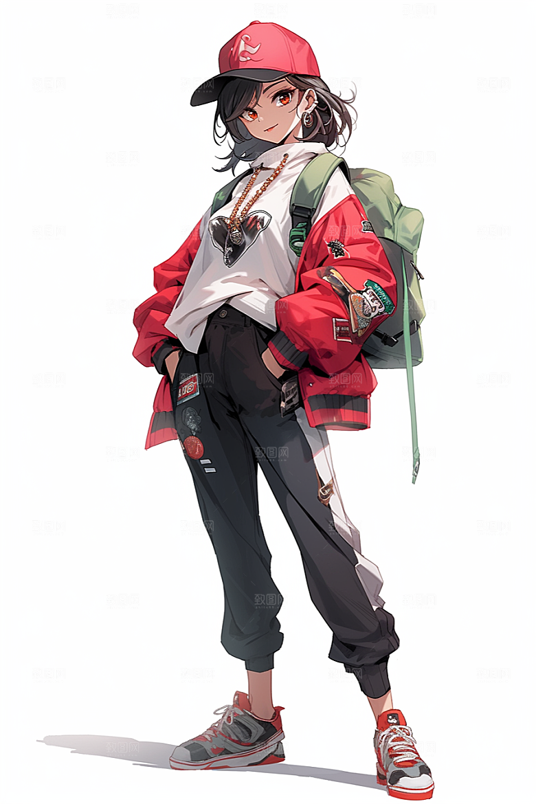 抱球帽人物简约少年感插画