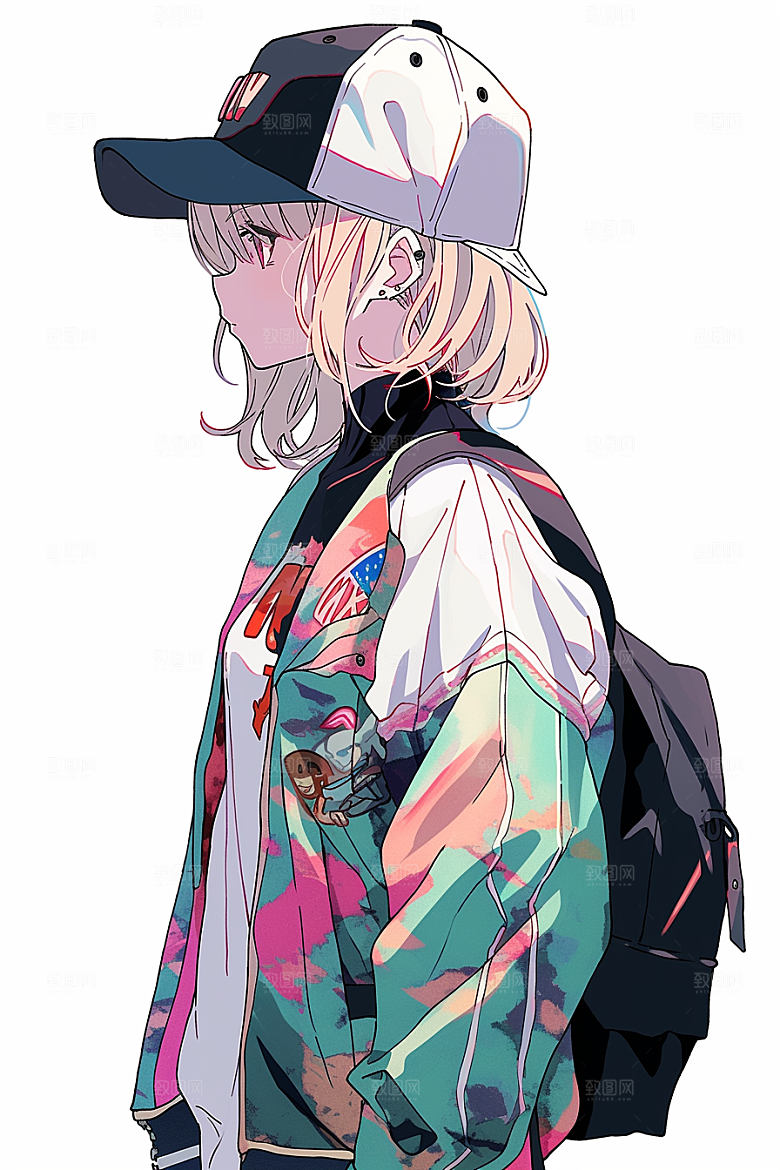 抱球帽人物元气少年感插画