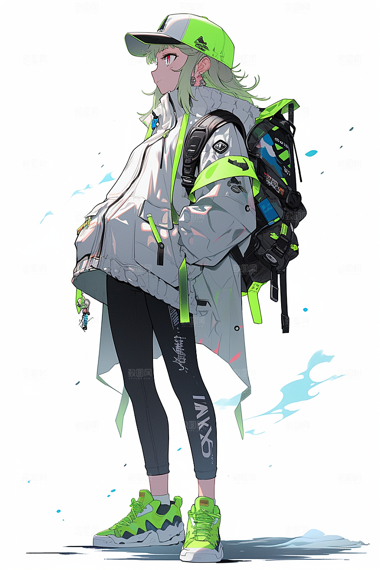 抱球帽人物青春手绘插画