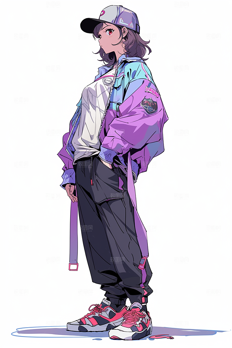 抱球帽人物高清帅气插画