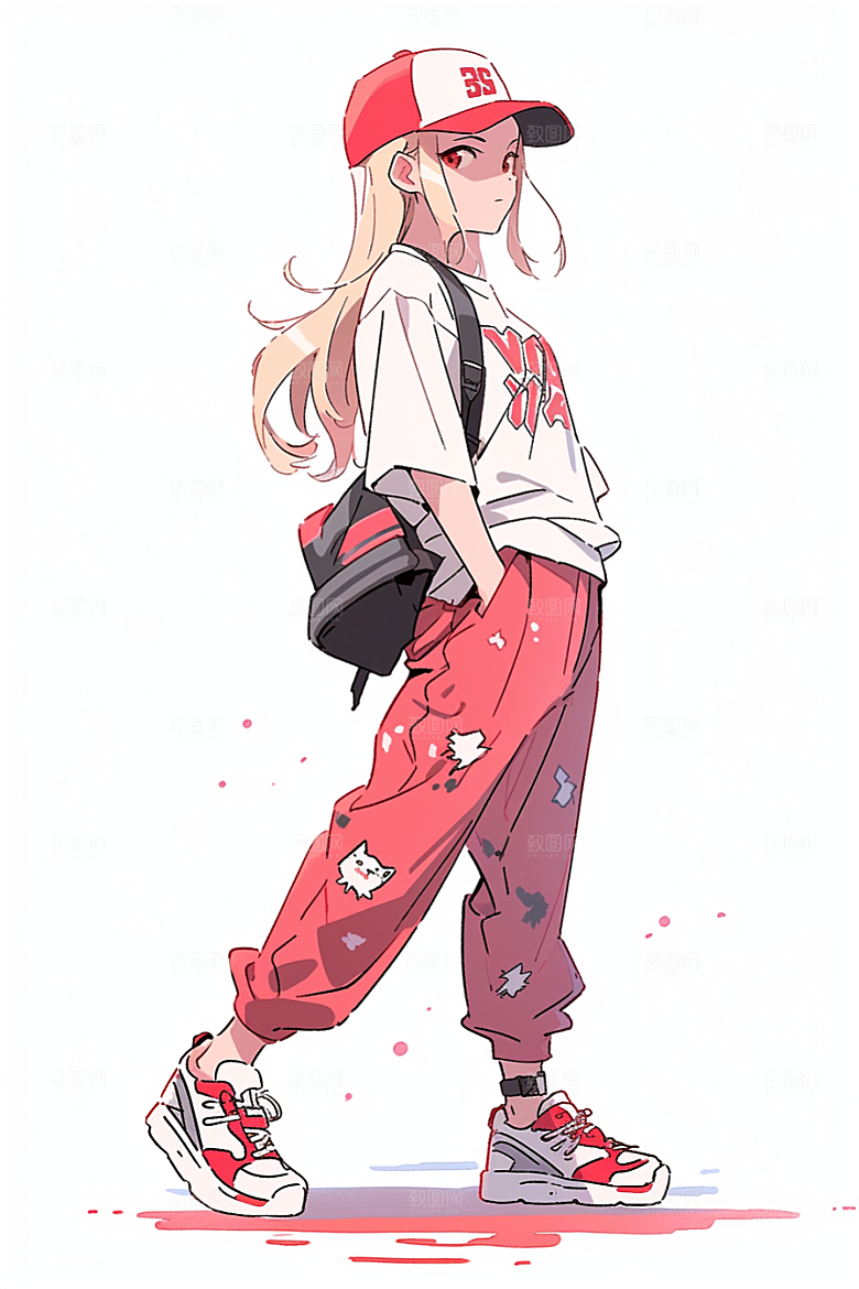 抱球帽人物青春高清插画