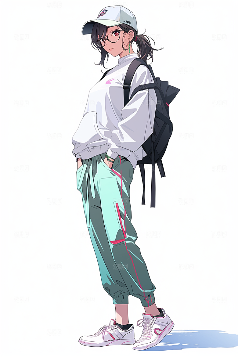 抱球帽人物青春少年感插画