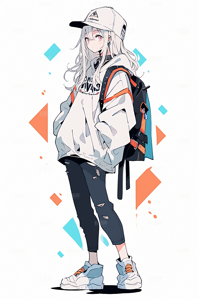 抱球帽人物青春简约插画