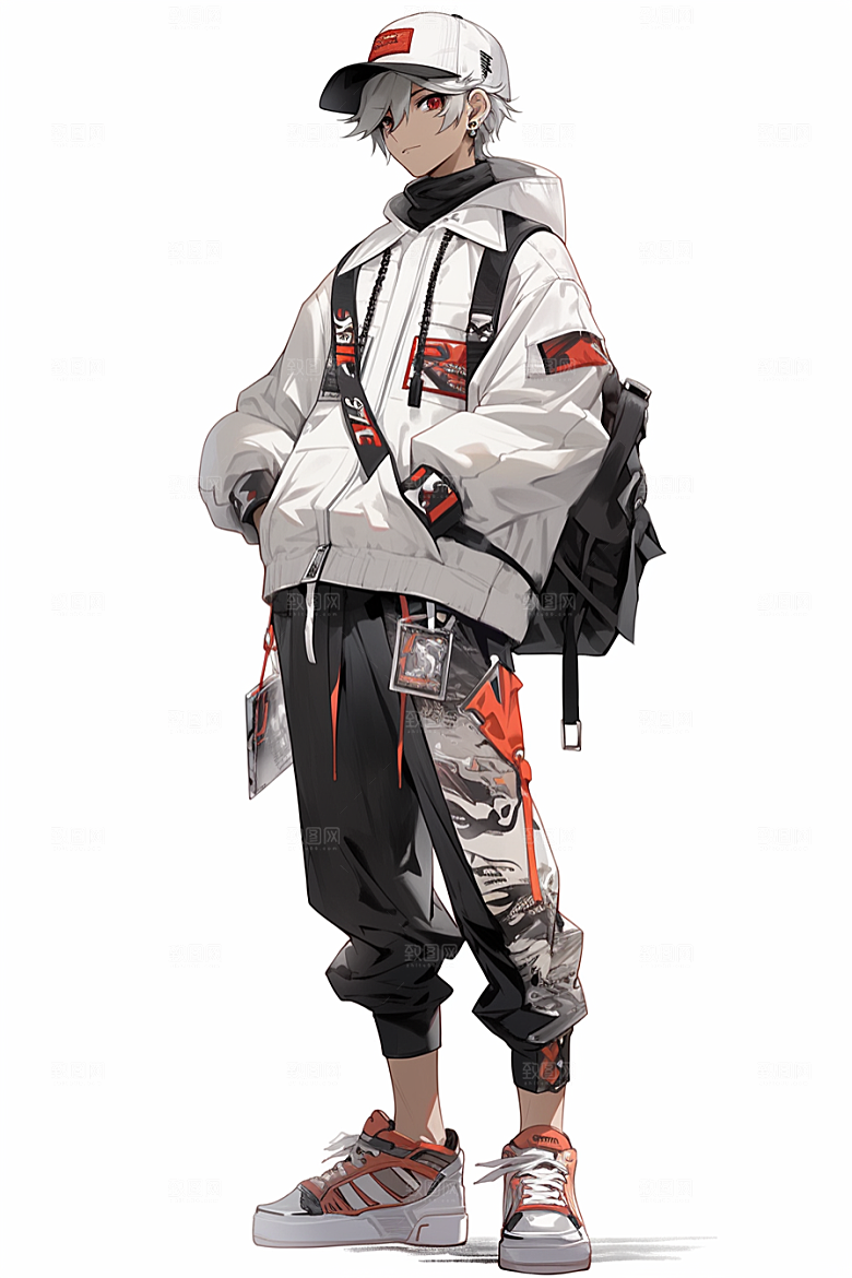 抱球帽人物青春简约插画