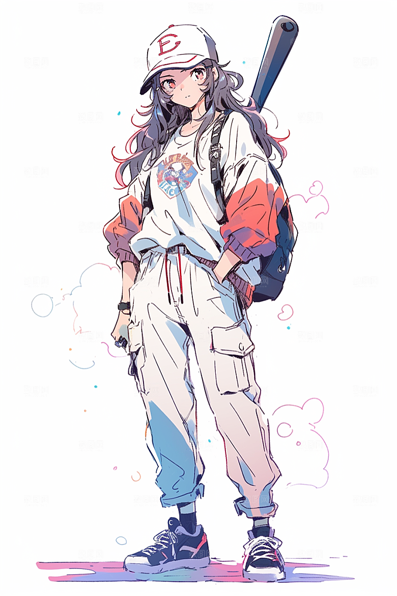 抱球帽人物少年感青春插画