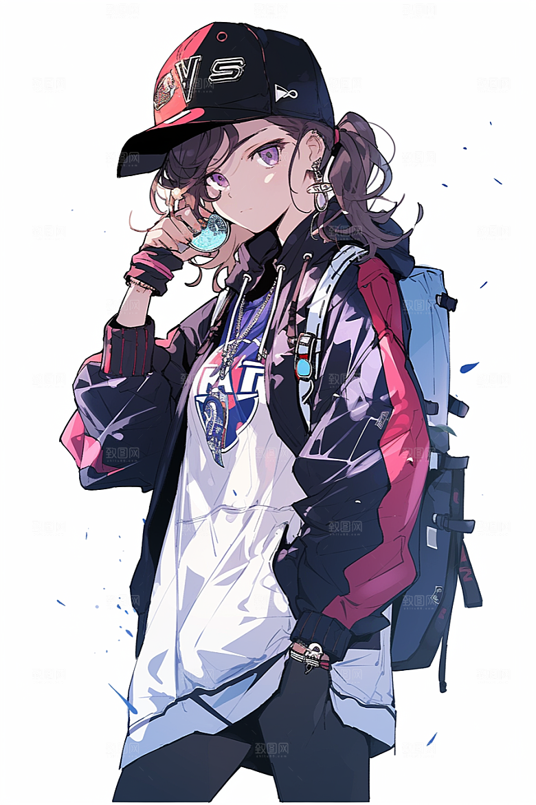 抱球帽人物简约青春插画