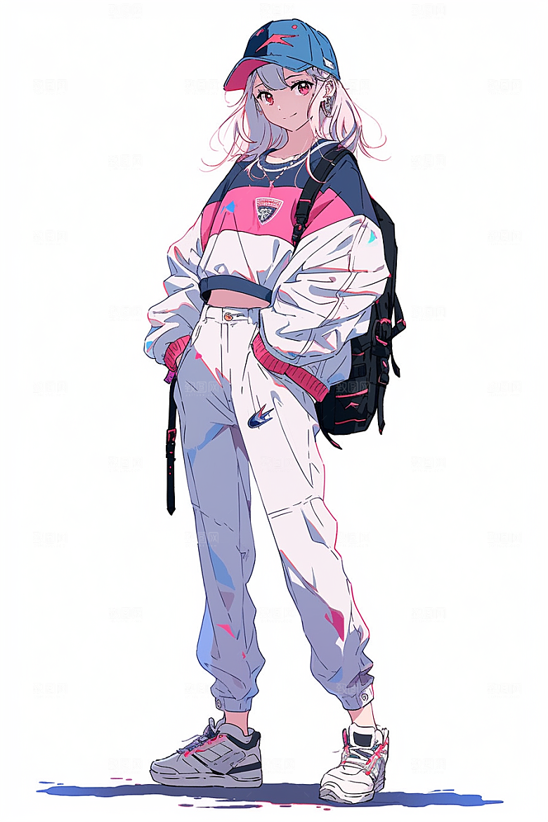 抱球帽人物少年感青春插画