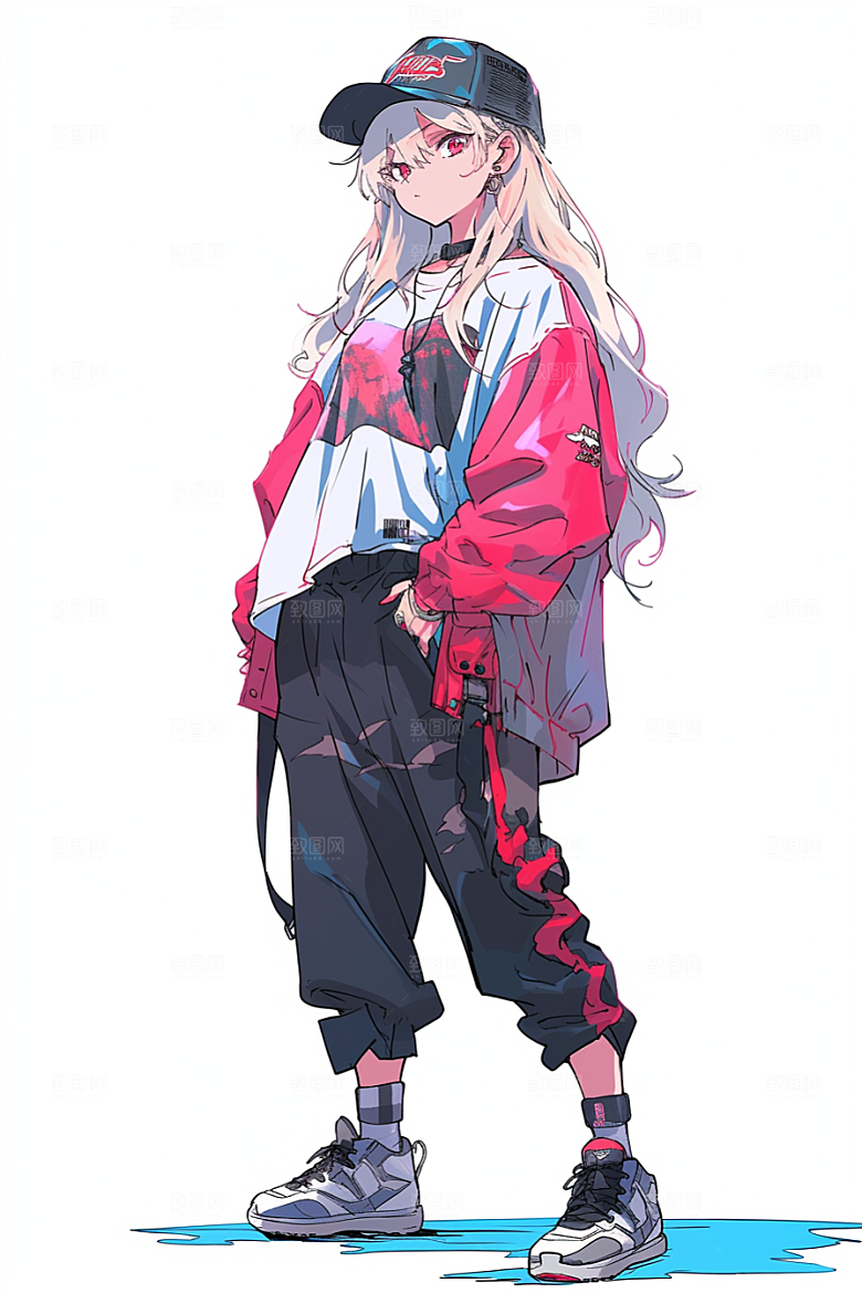抱球帽人物帅气高清插画