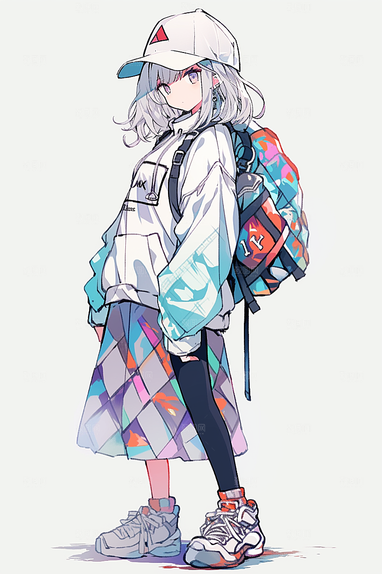 抱球帽人物简约青春插画
