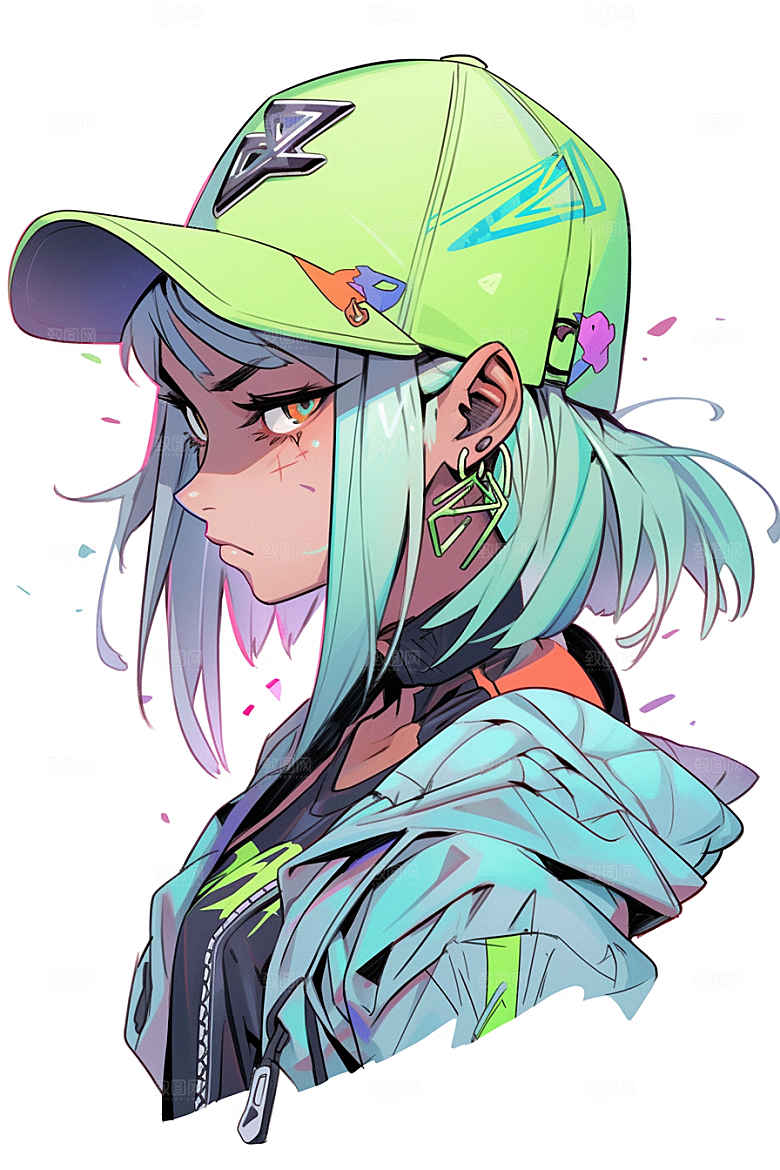 抱球帽人物青春手绘插画