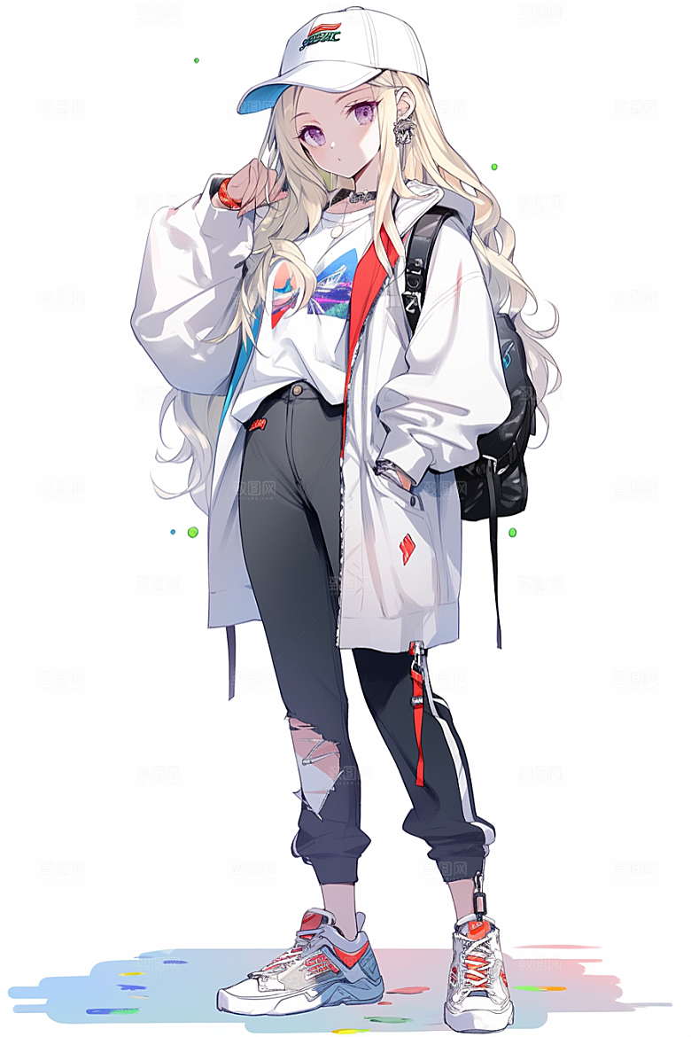 抱球帽人物帅气高清插画