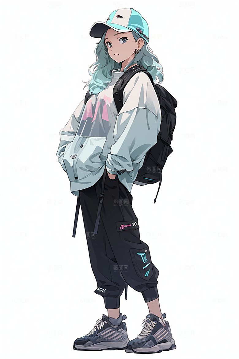 抱球帽人物高清运动风插画
