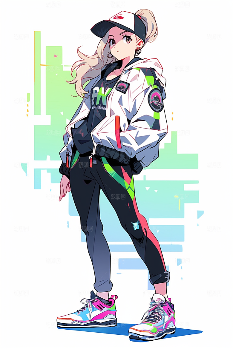 抱球帽人物青春运动风插画