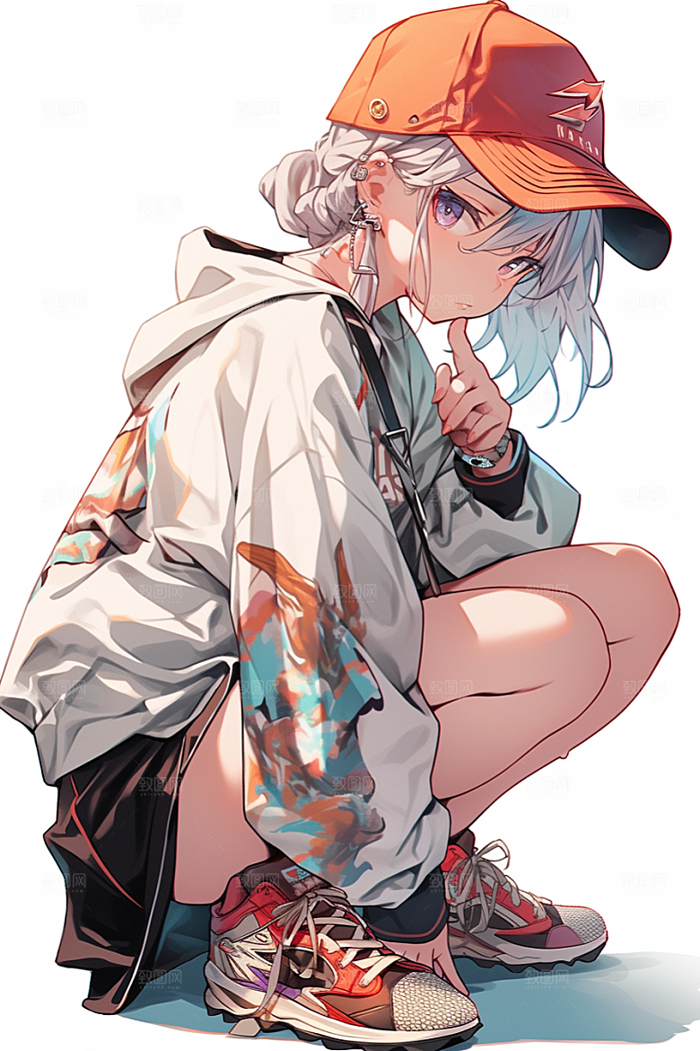 抱球帽人物青春动漫风插画