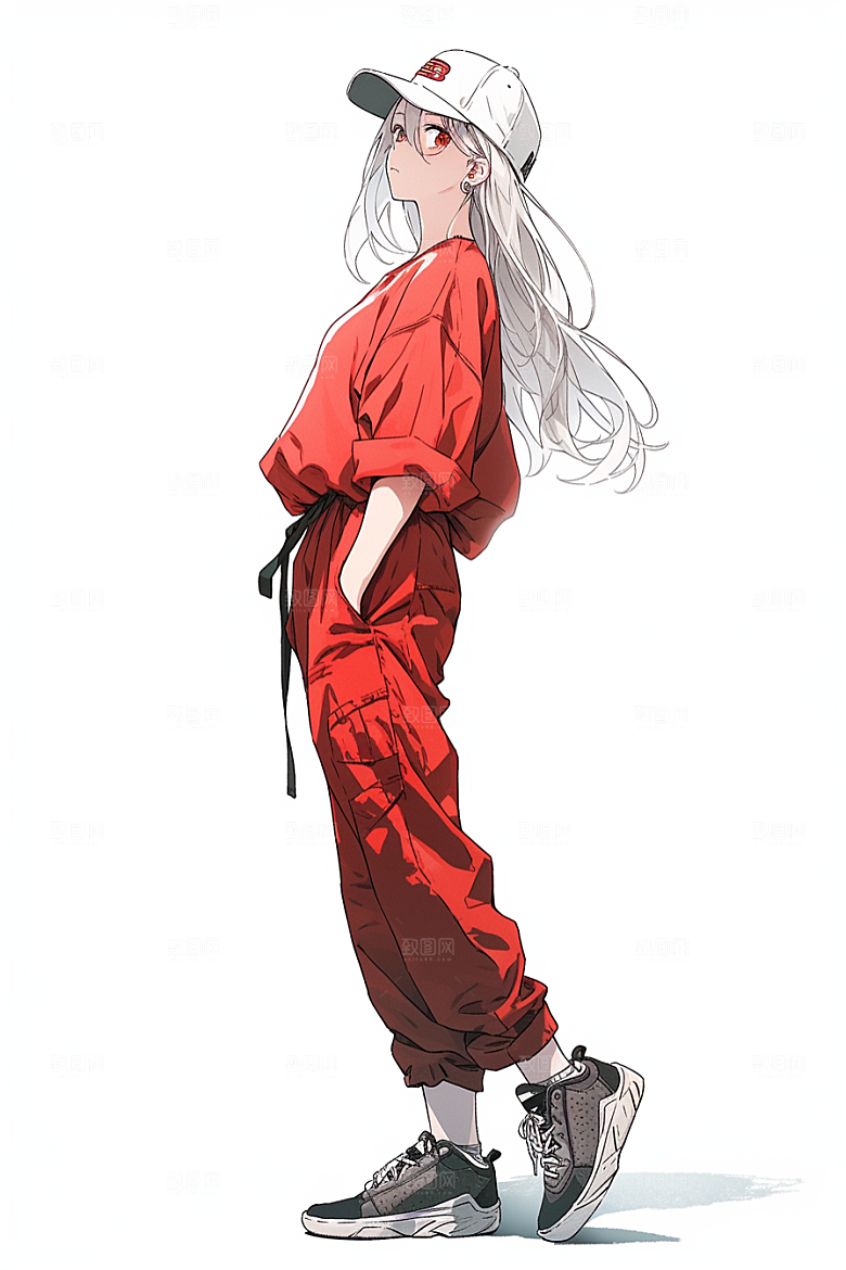 抱球帽人物手绘运动风插画
