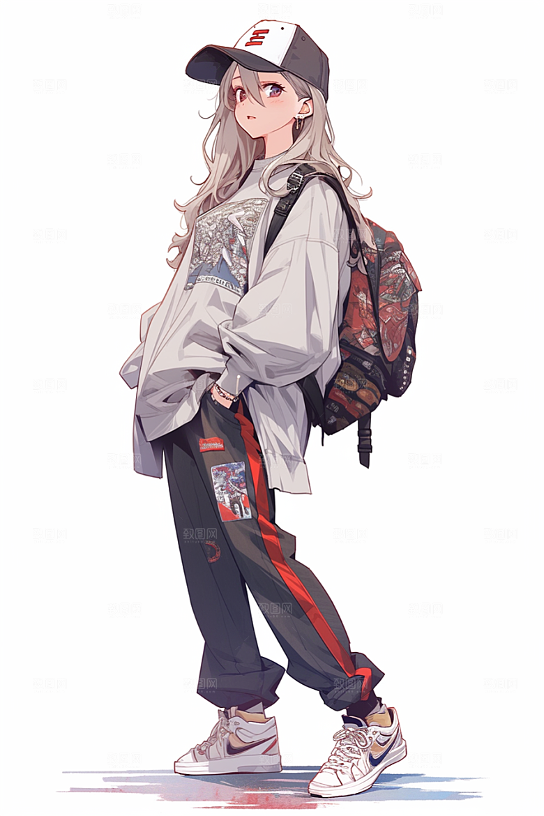 抱球帽人物时尚简约插画