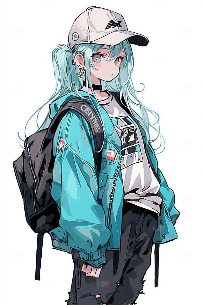 抱球帽人物时尚少年感插画