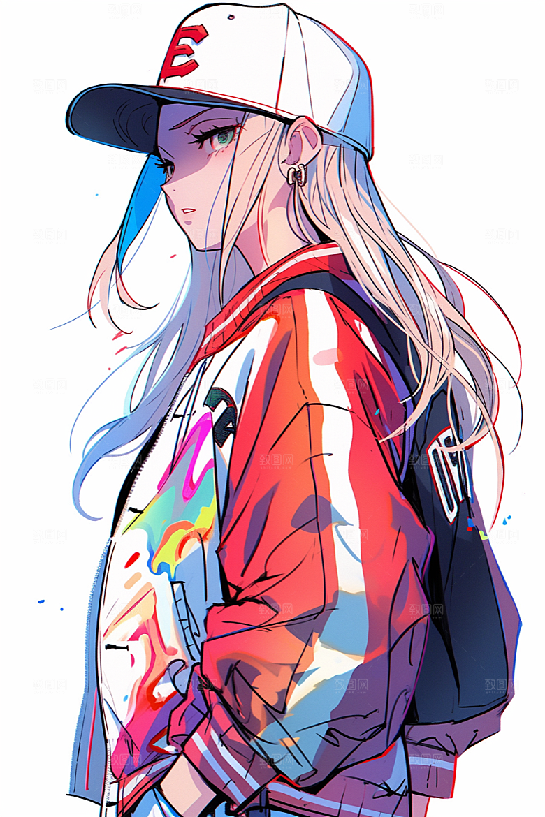 抱球帽人物青春运动风插画