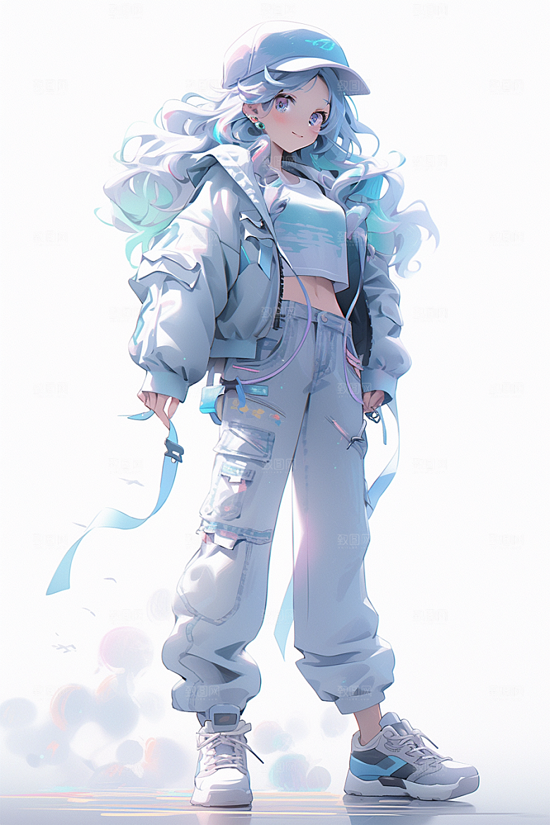 抱球帽人物运动风高清插画