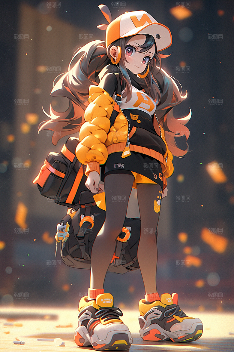 抱球帽人物时尚青春插画