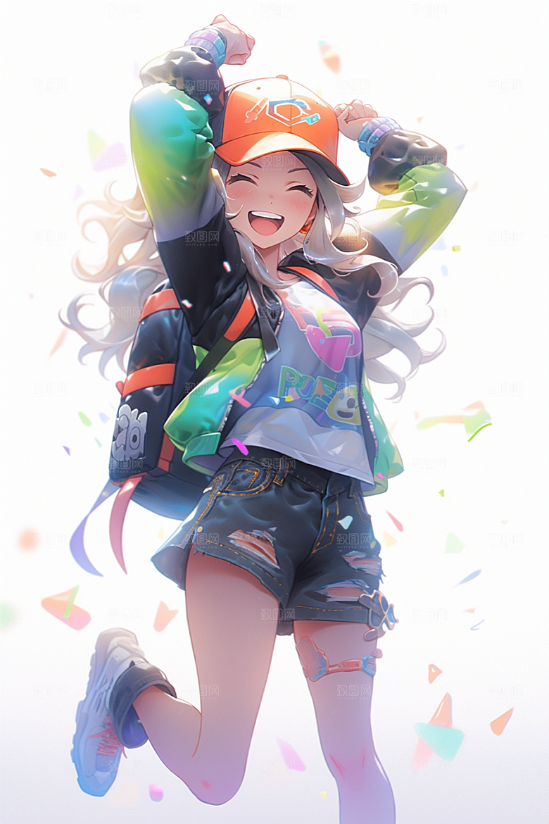 抱球帽人物少年感青春插画