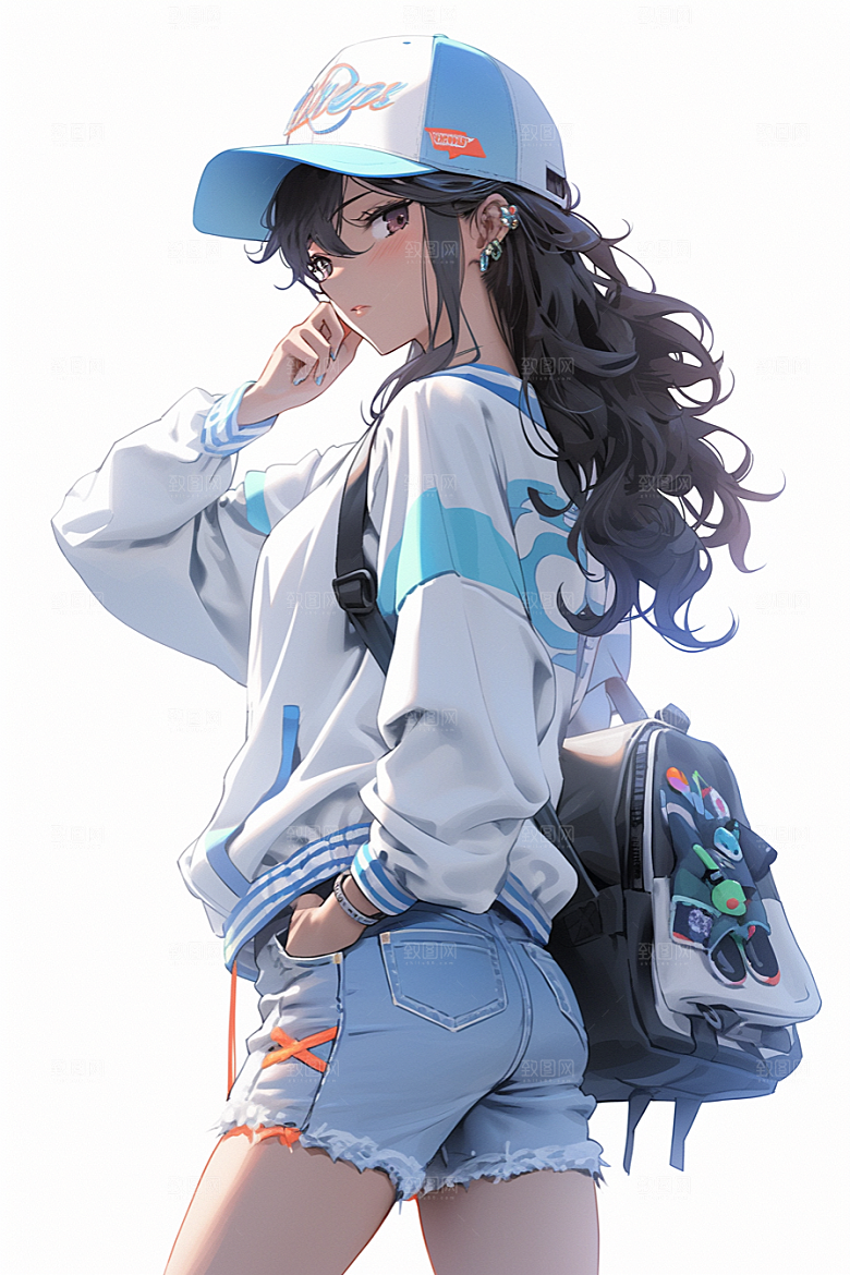 抱球帽人物时尚青春插画