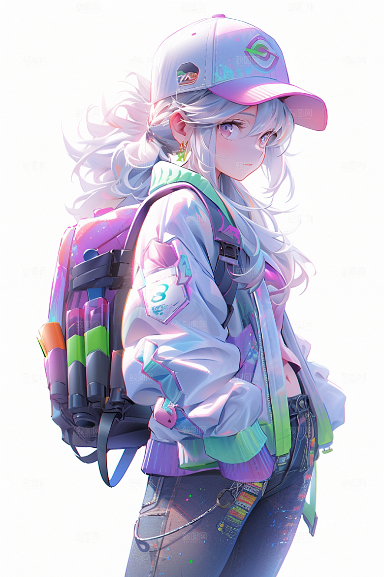抱球帽人物动漫风运动风插画