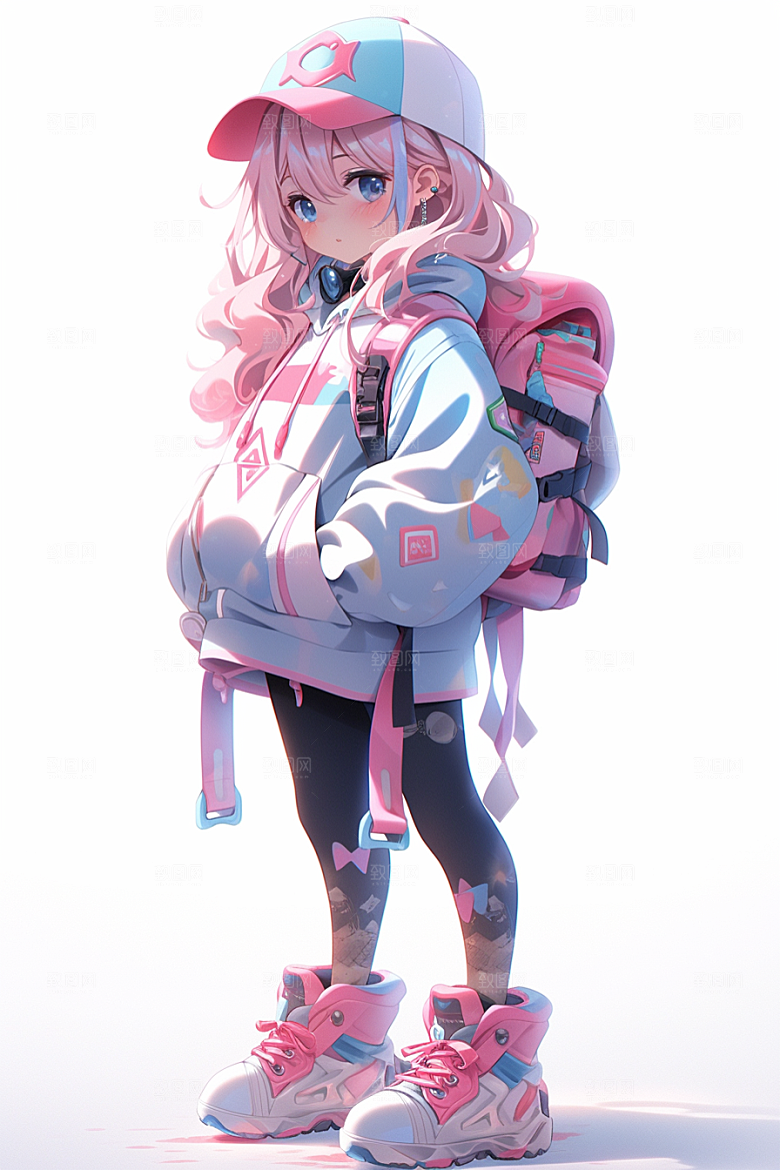 抱球帽人物高清运动风插画