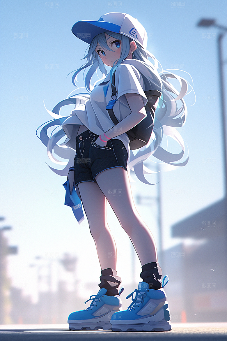 抱球帽人物青春简约插画