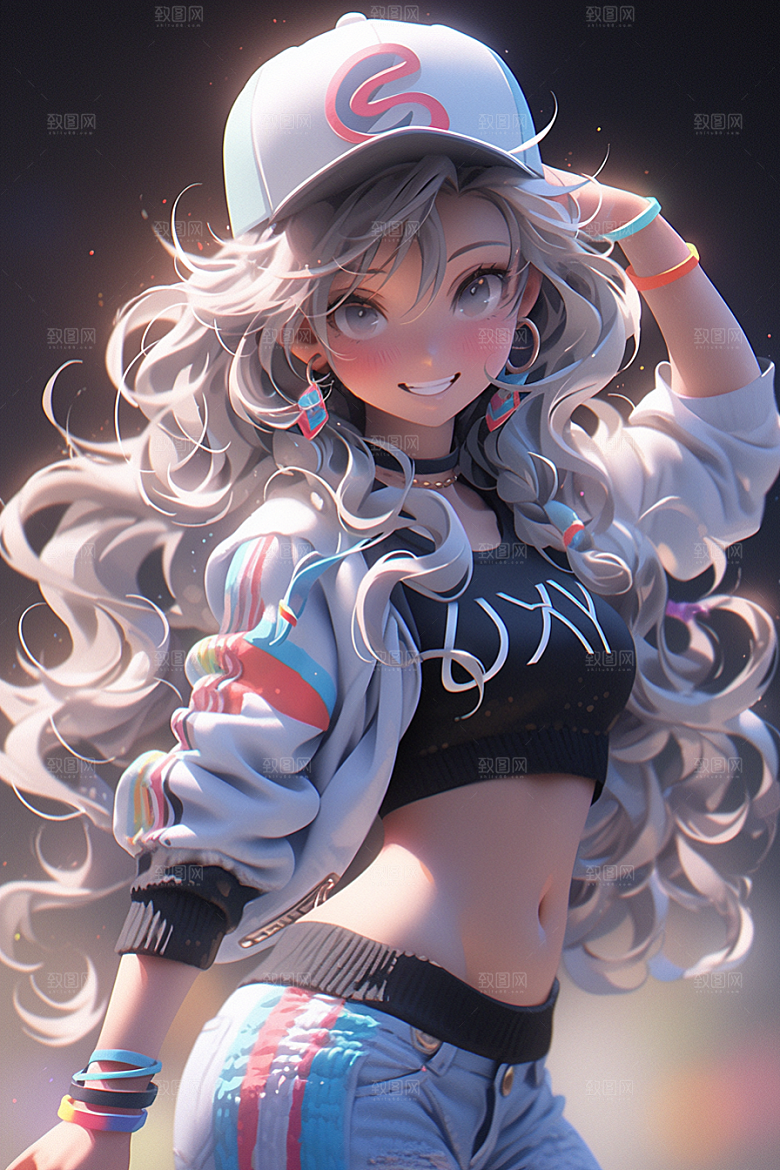 抱球帽人物元气手绘插画