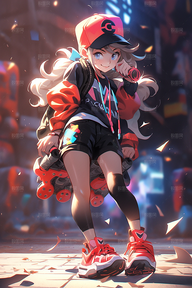 抱球帽人物少年感简约插画