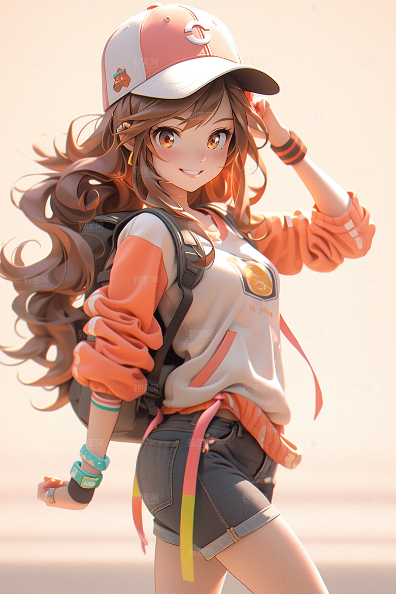 抱球帽人物运动风青春插画