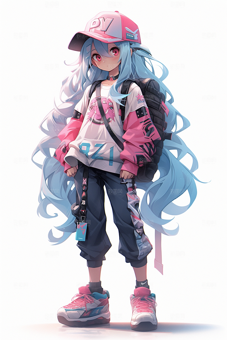 抱球帽人物少年感青春插画