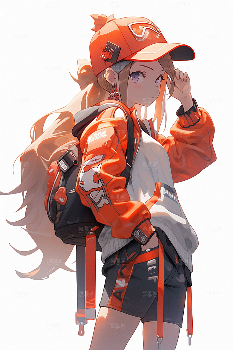 抱球帽人物青春高清插画