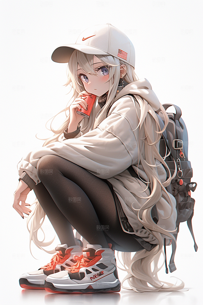 抱球帽人物青春少年感插画