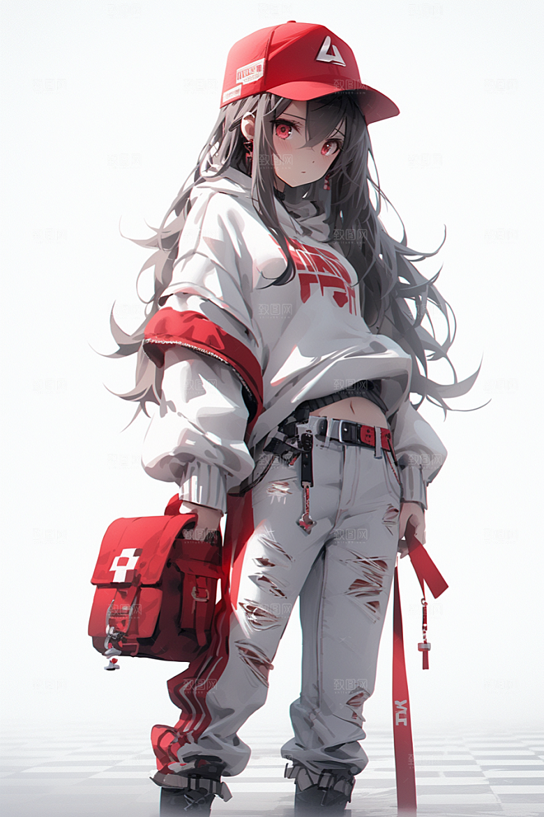 抱球帽人物简约元气插画