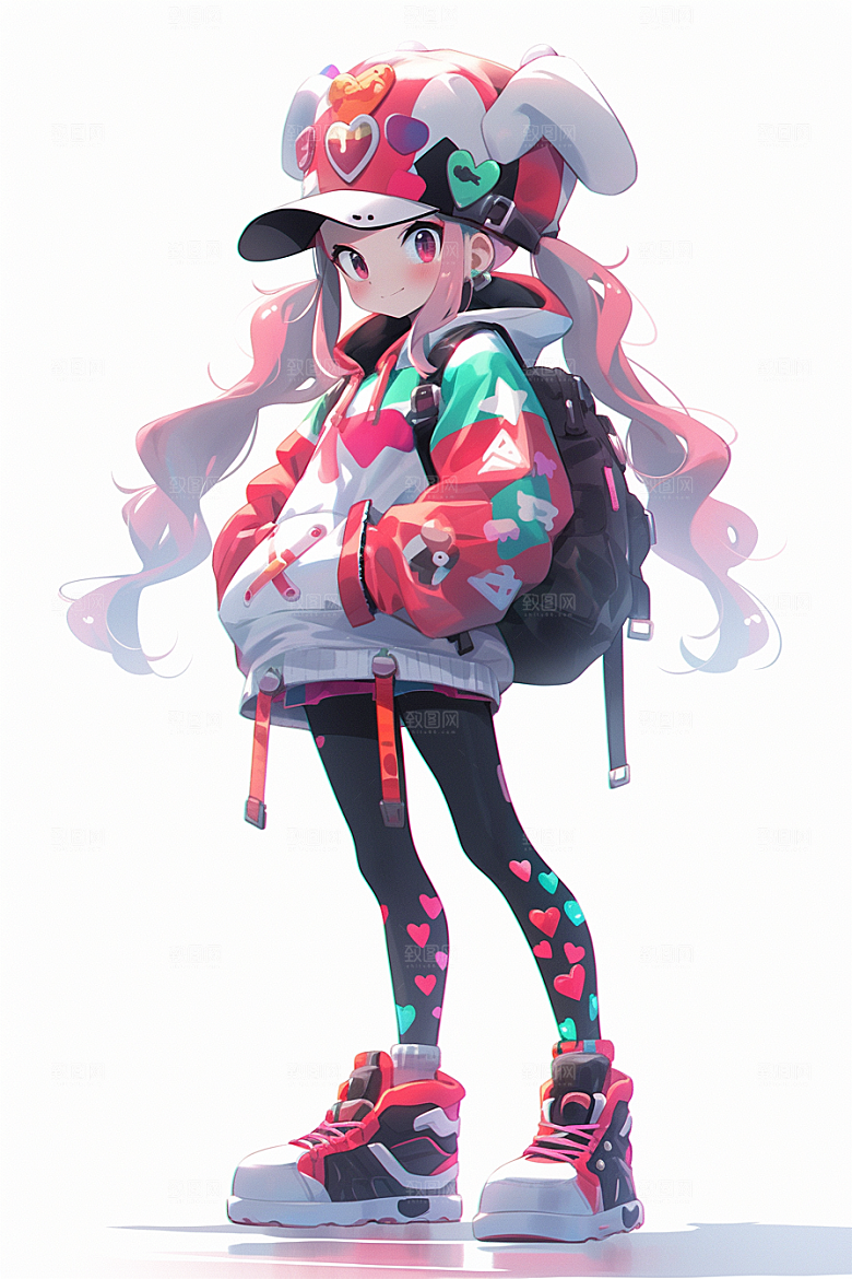 抱球帽人物青春少年感插画