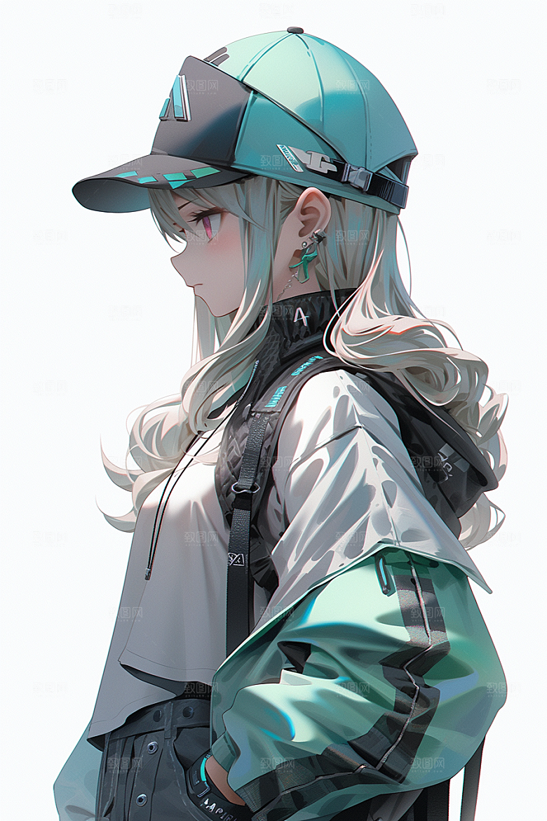 抱球帽人物动漫风元气插画