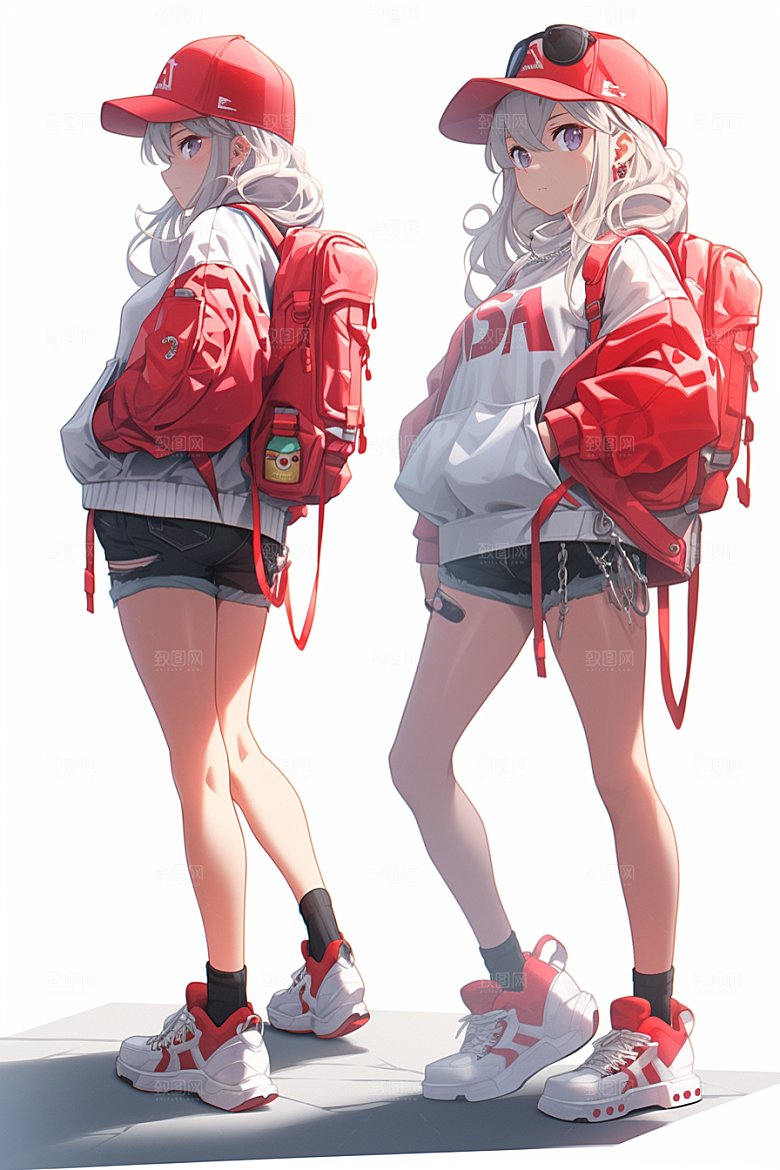 抱球帽人物青春少年感插画
