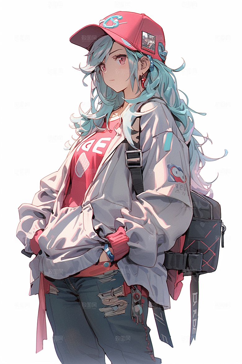 抱球帽人物运动风青春插画