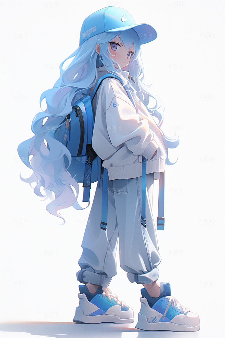 抱球帽人物少年感帅气插画