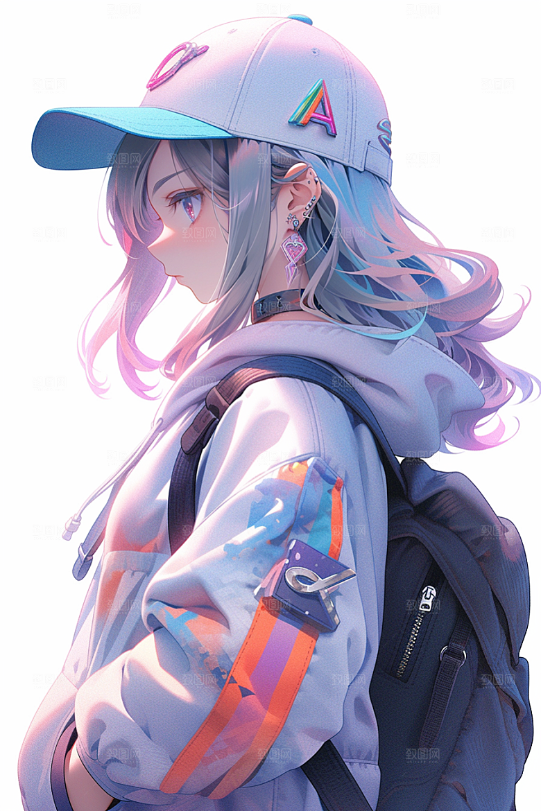 抱球帽人物动漫风元气插画