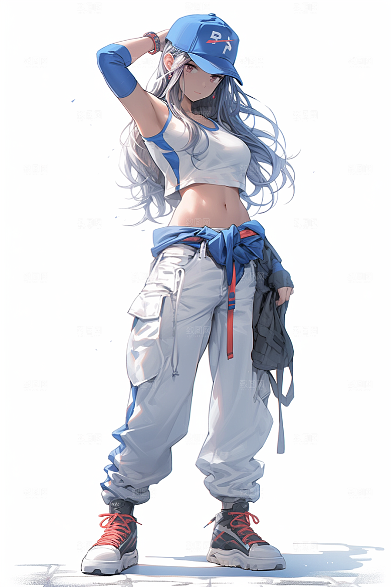 抱球帽人物高清手绘插画