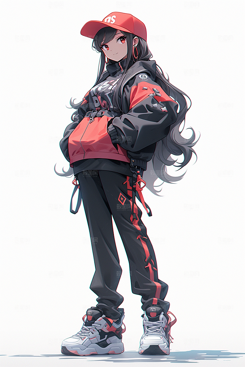 抱球帽人物高清帅气插画